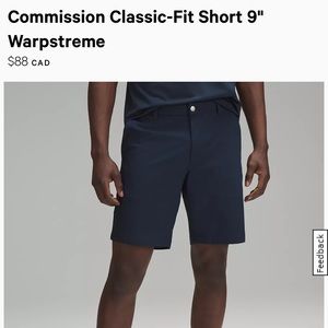 Men’s Lululemon Commission Classic Fit Navy Shorts
